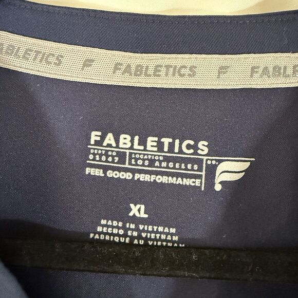 Fabletics Scrub Top Women's XL Navy Blue Vneck Short Sleeve Pockets - Picture 3 of 8